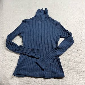 MaxMara Leisure Blue Knit Turtleneck Wool & Angora Blend Sweater Size Medium EUC